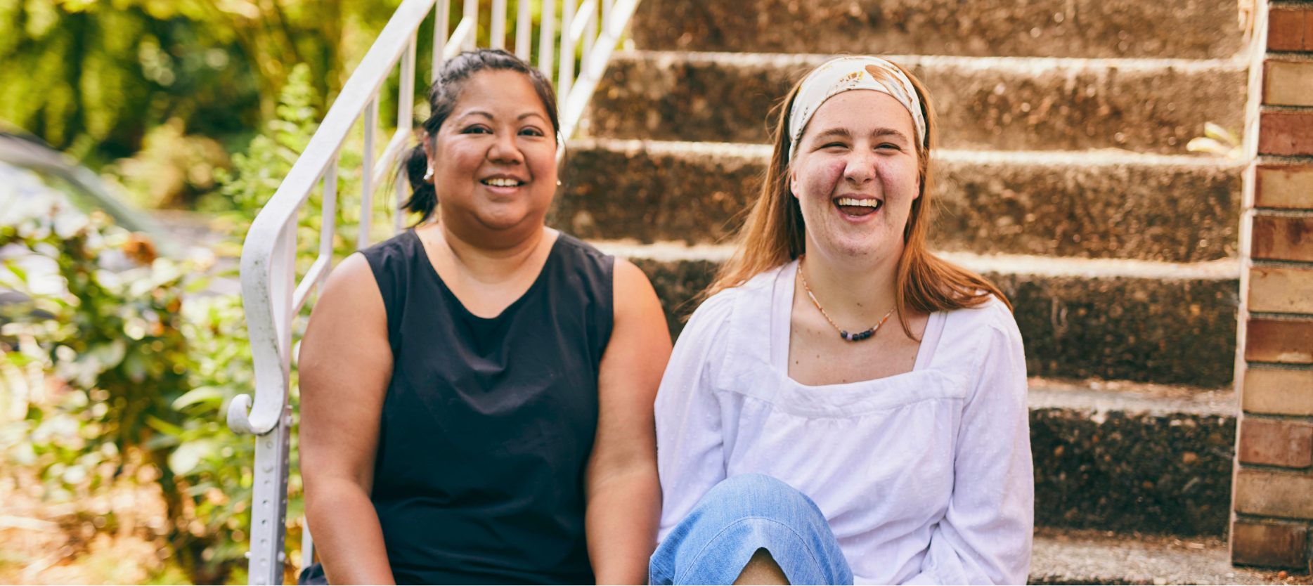 TSC patient laughing with caregiver